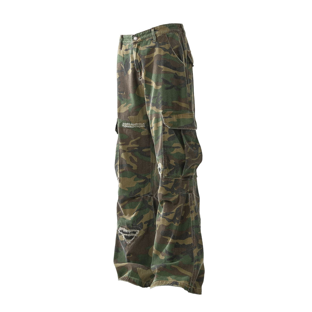 Fashion workwear jeans high street embroidery loose wide pants