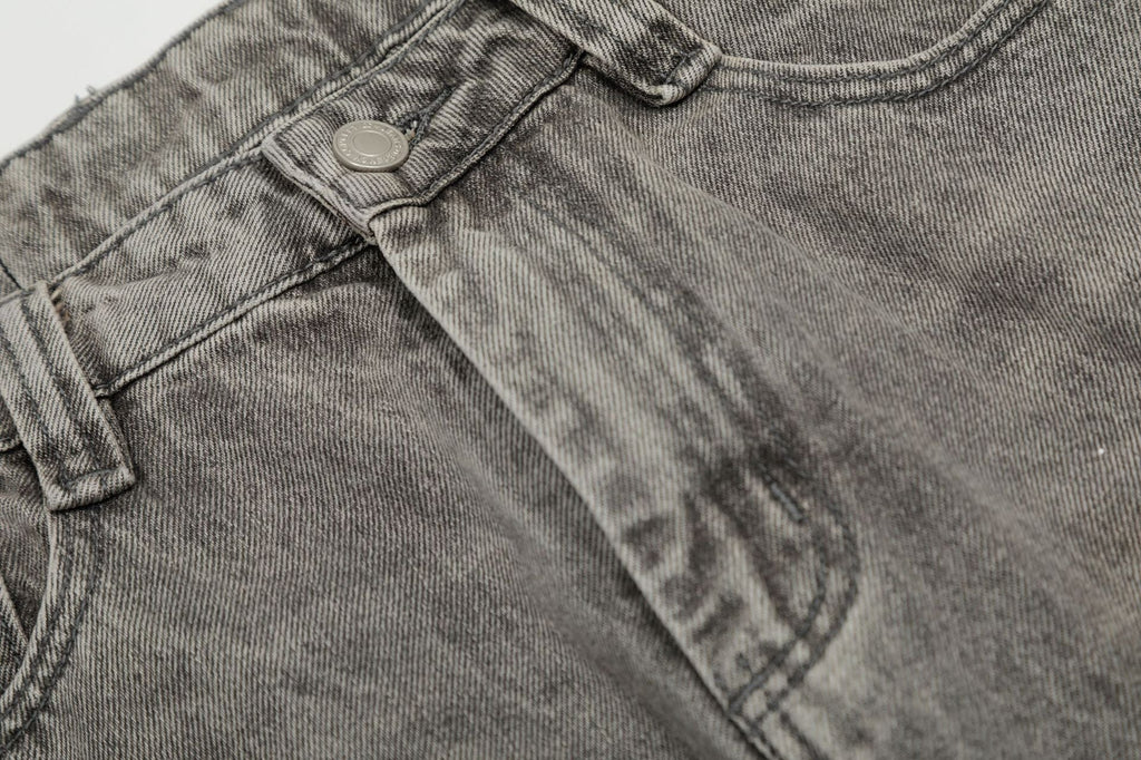 New high street retro inkjet denim wide-leg pants