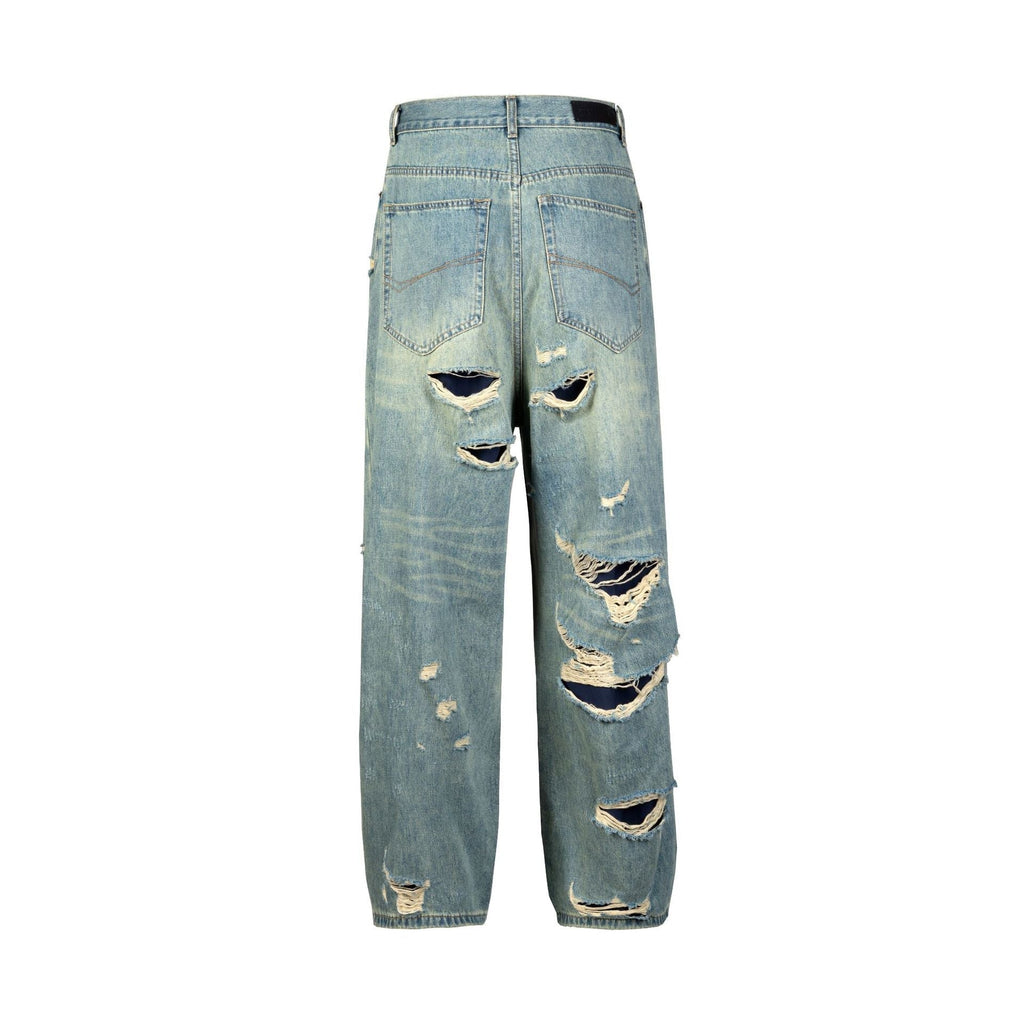 New Retro Loose Street Beggar Tassel Ripped Jeans