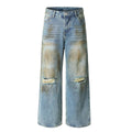Fashion workwear jeans high street embroidery loose wide pants