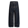 Fashion workwear jeans high street embroidery loose wide pants