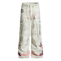 Fashion workwear jeans high street embroidery loose wide pants