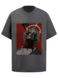 Fashion printed solid color T-shirt